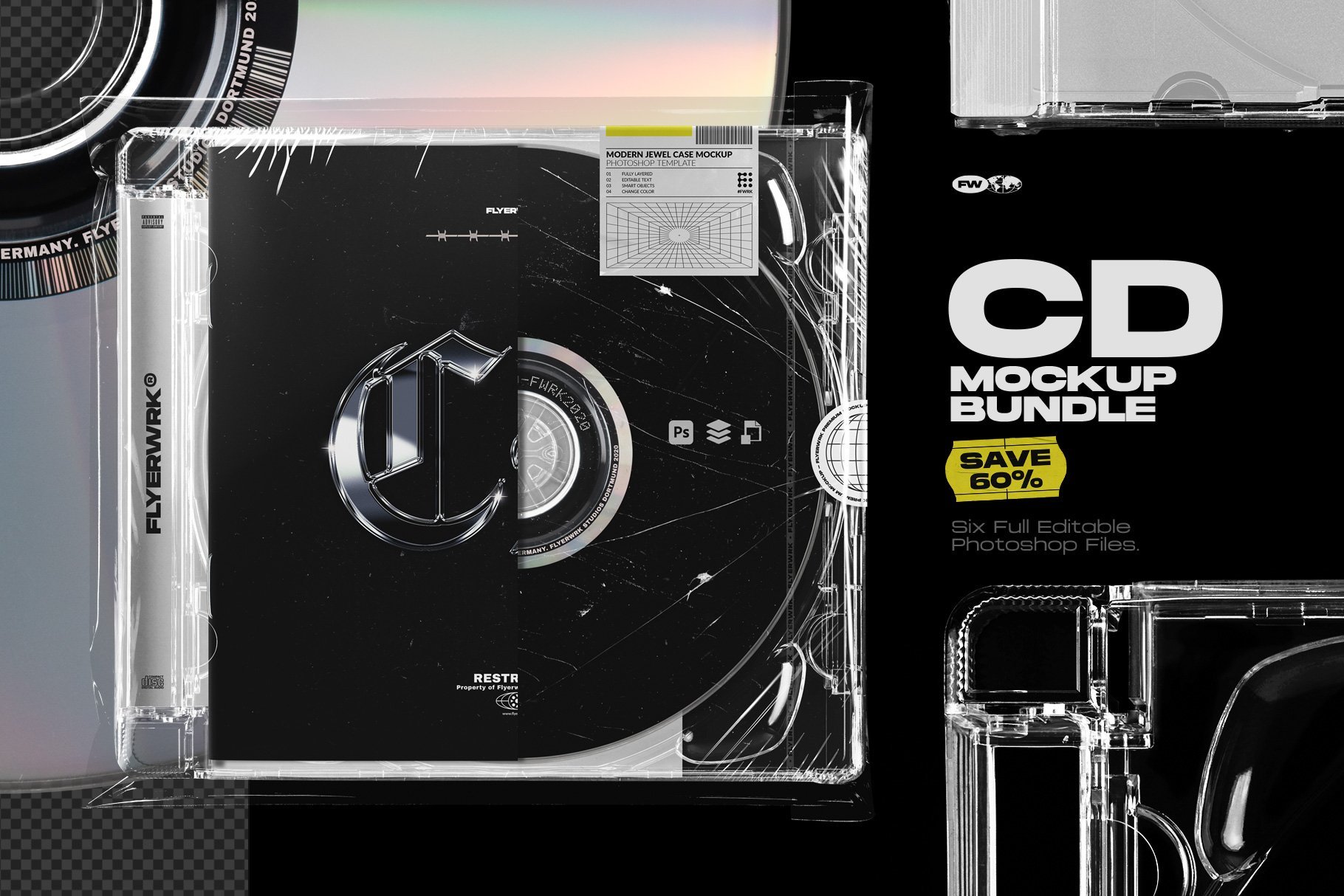 Flyerwrk 现代CD套样机塑料袋样机贴纸专辑封面光盘标签样机透明CD盒 CD Mockup Bundle 样机素材 第1张-素材湾丨精选海外优质设计素材资源 Flyerwrk 现代CD套样机塑料袋样机贴纸专辑封面光盘标签样机透明CD盒 CD Mockup Bundle 样机素材 sucaiwan.com