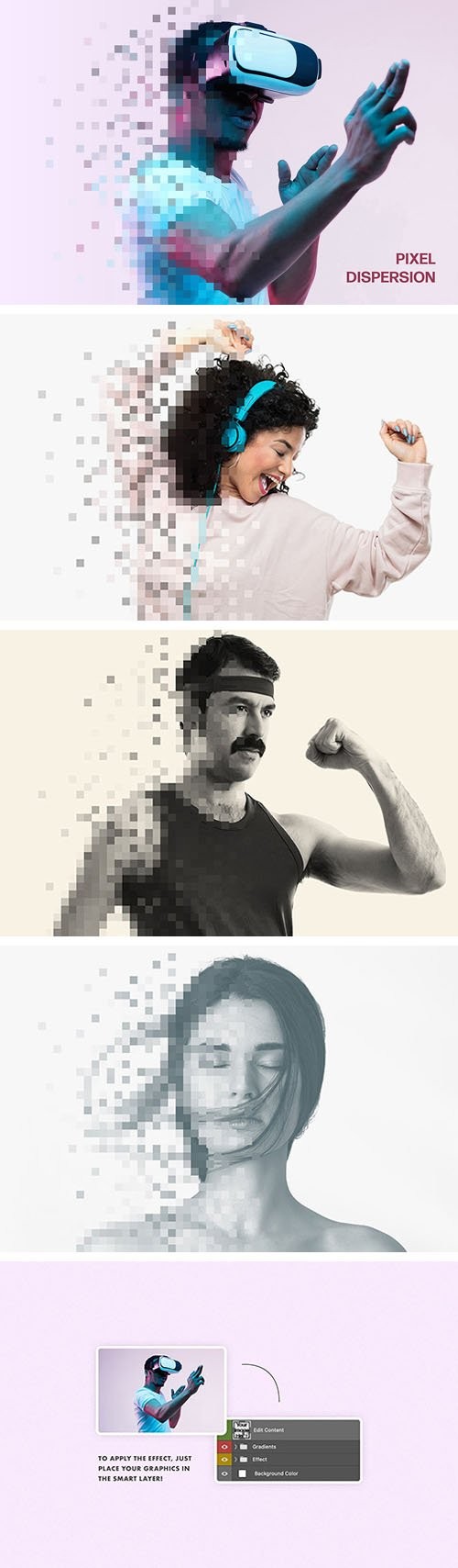 像素化消散滤镜效果PS图层样式 插件预设 sucaiwan.com