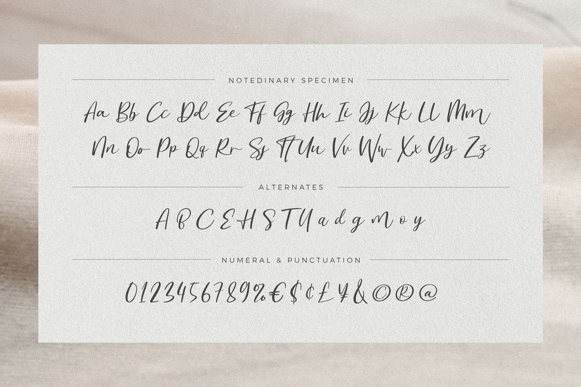 英文字体:现代奢华优雅流畅潇洒手写标题婚礼品牌请柬排版字体 Notedinary - Script Calligraphy . 第10张-素材湾丨精选海外优质设计素材资源 英文字体:现代奢华优雅流畅潇洒手写标题婚礼品牌请柬排版字体 Notedinary - Script Calligraphy . sucaiwan.com