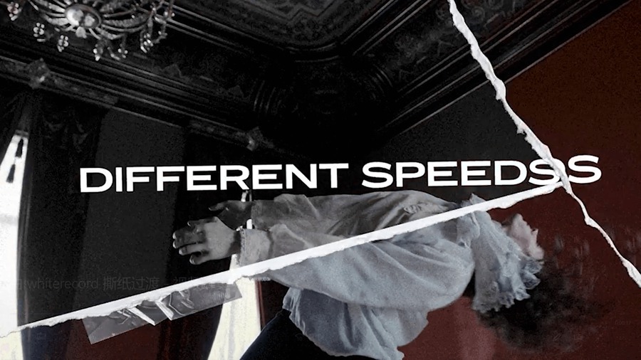 PR模板：独特新潮复古手工撕纸拼贴画过渡转场+音效素材 插件预设 sucaiwan.com