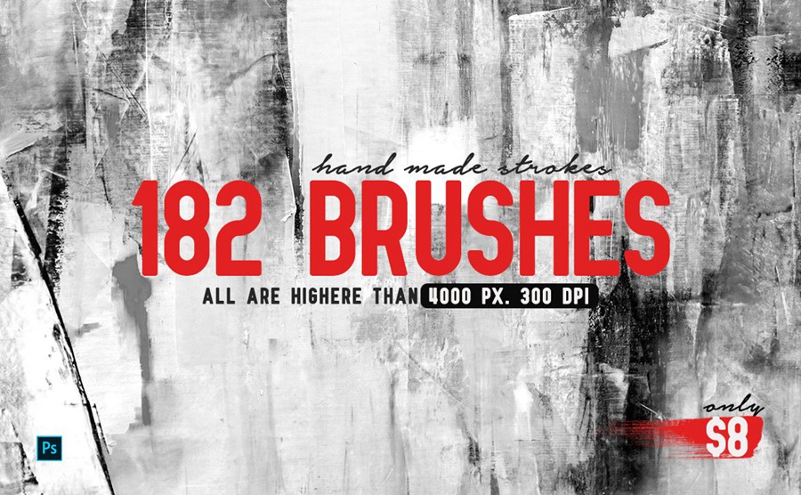 182款手工制作的毛笔笔刷PS素材 笔刷资源 sucaiwan.com