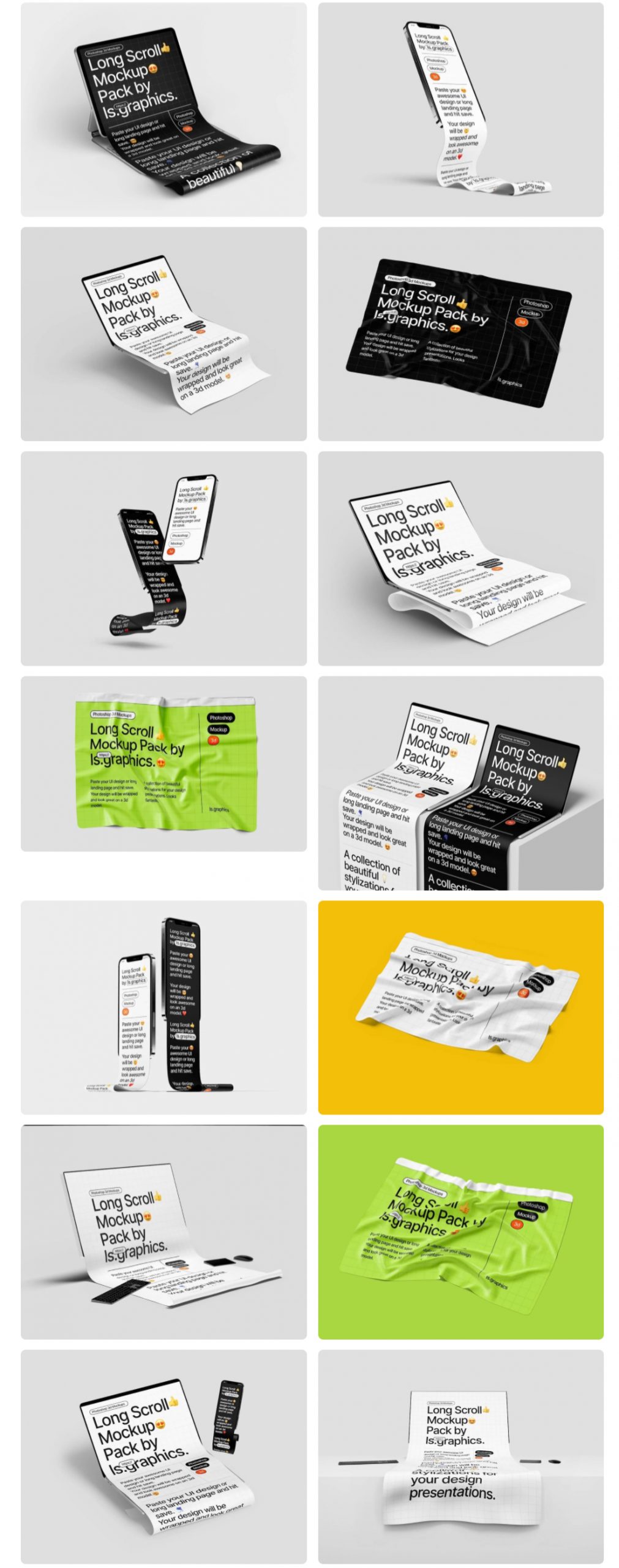 褶皱扭曲高分辨率长滚卷轴手机Ipad设备PSD样机 样机素材 sucaiwan.com