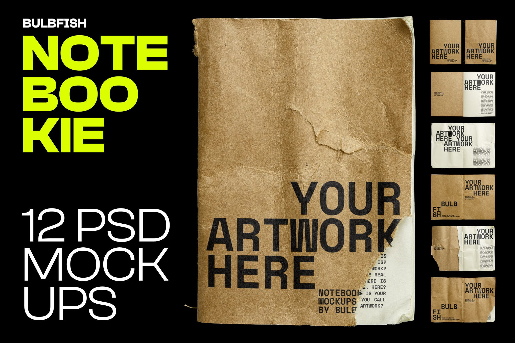 12个复古做旧褶皱撕裂损坏牛皮纸书籍PSD样机 样机素材 第1张-素材湾丨精选海外优质设计素材资源 12个复古做旧褶皱撕裂损坏牛皮纸书籍PSD样机 样机素材 sucaiwan.com