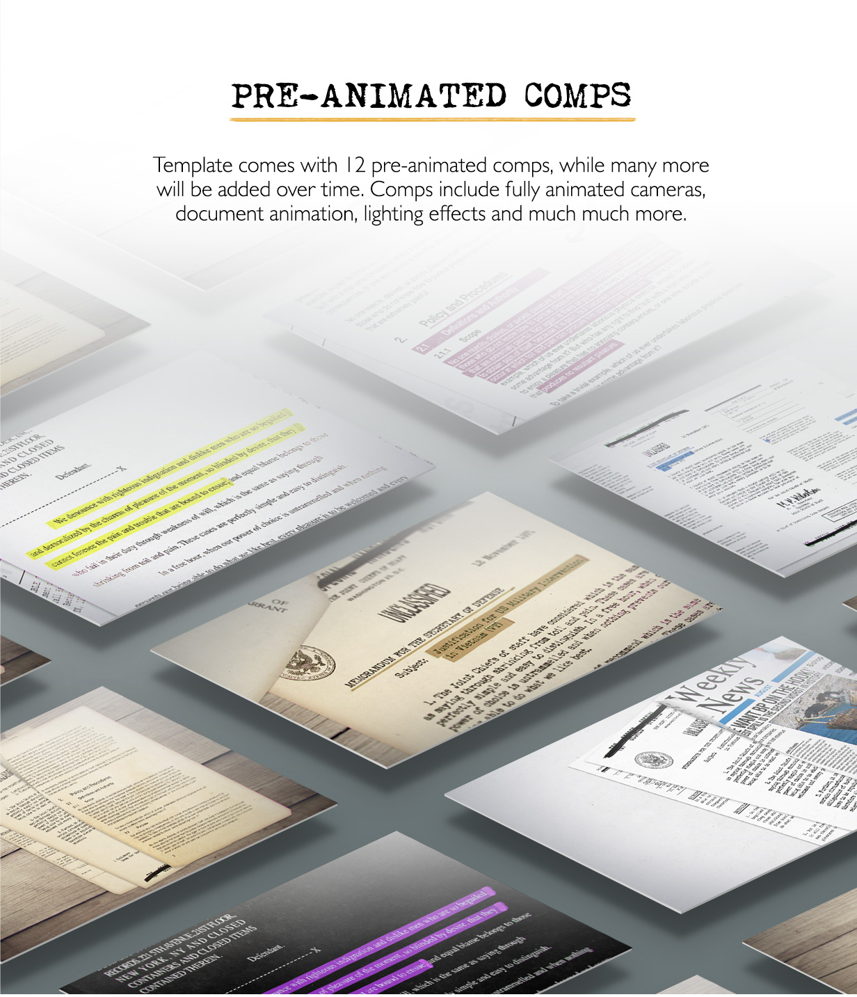 AE模板:历史叙事纪录片式电影文档荧光画笔标记模板 Document Highlighter . 第5张-素材湾丨精选海外优质设计素材资源 AE模板:历史叙事纪录片式电影文档荧光画笔标记模板 Document Highlighter . sucaiwan.com