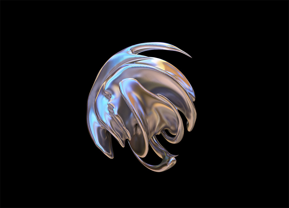 新潮酸性抽象异型科幻金属3D有机铬形状PNG素材 图片素材 sucaiwan.com