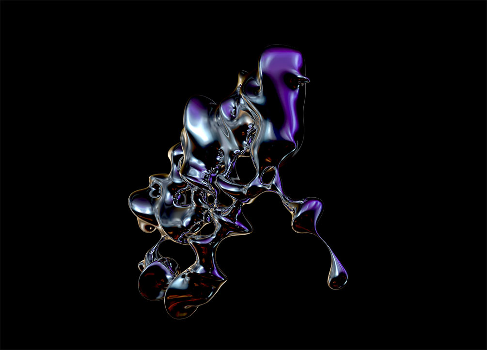 新潮酸性抽象异型科幻金属3D有机铬形状PNG素材 图片素材 sucaiwan.com