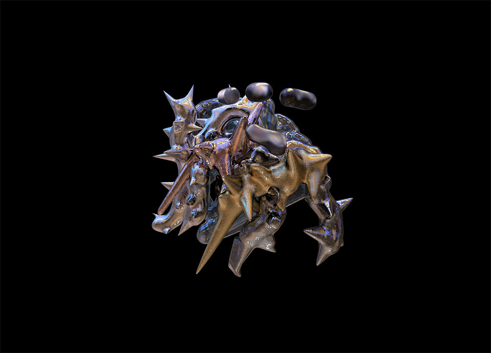 新潮酸性抽象异型科幻金属3D有机铬形状PNG素材 图片素材 sucaiwan.com