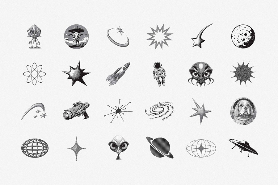 144款复古潮流艺术科幻半调抽象VHS低保真怀旧元素AI矢量设计素材 144 Dithering Bitmap Vector Shapes . 第11张-素材湾丨精选海外优质设计素材资源 144款复古潮流艺术科幻半调抽象VHS低保真怀旧元素AI矢量设计素材 144 Dithering Bitmap Vector Shapes . sucaiwan.com