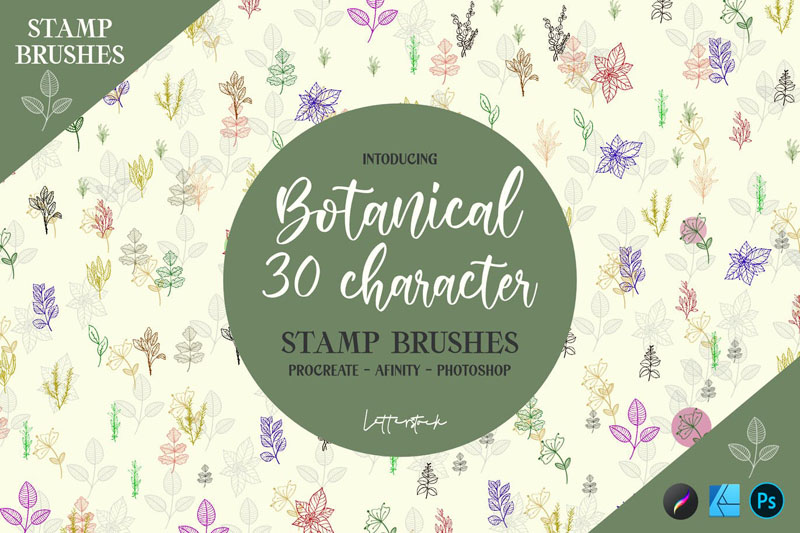 30个花卉植物图案Procreate/PS笔刷 笔刷资源 sucaiwan.com