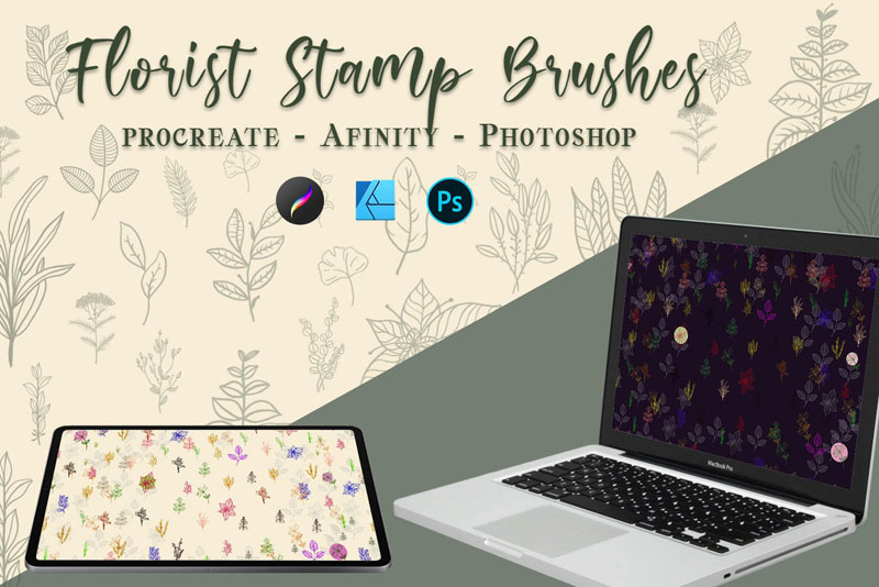 30个花卉植物图案Procreate/PS笔刷 笔刷资源 sucaiwan.com
