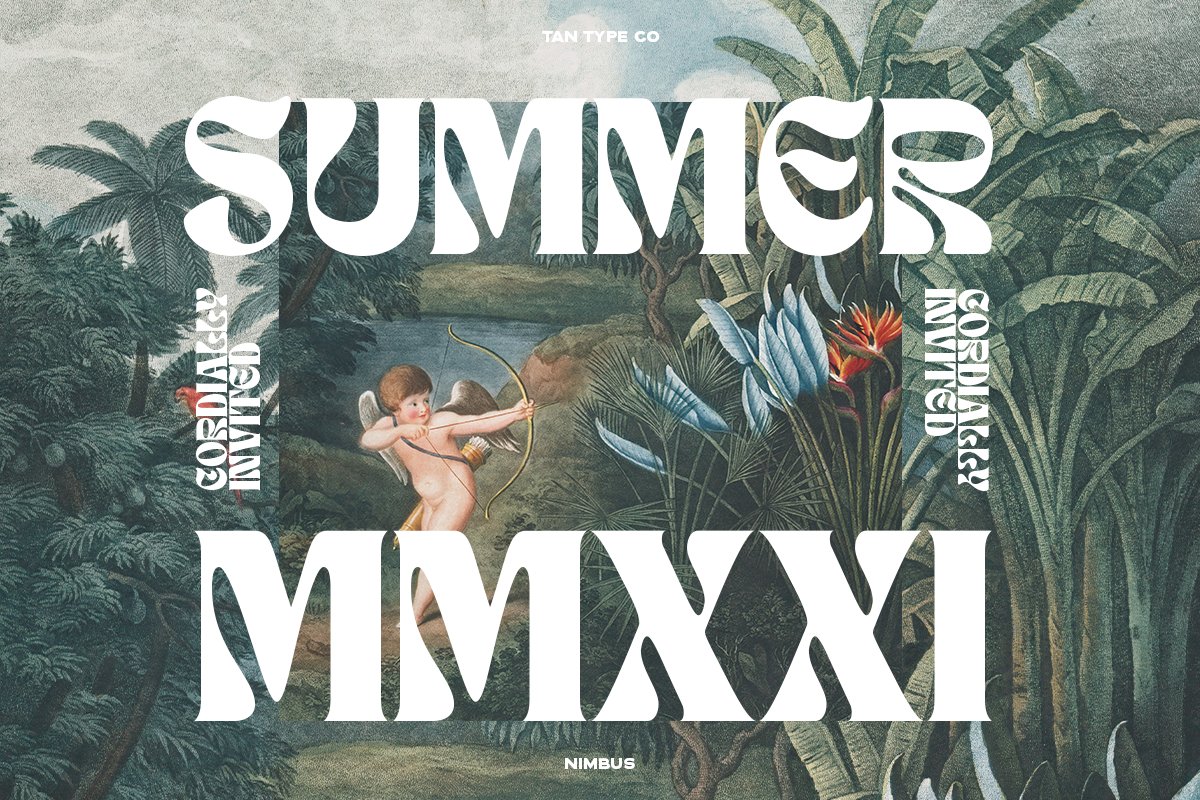 英文字体：复古俏皮扭曲迷幻怪诞酸性杂志海报标题排版Logo设计字体 TAN - NIMBUS 设计素材 sucaiwan.com