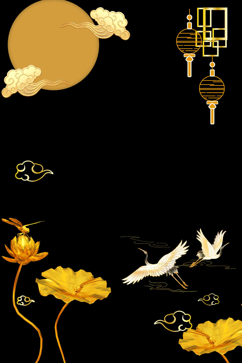 14款中国风烫金黑金风格中秋节背景PSD模板 设计素材 sucaiwan.com