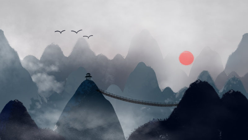 15款中国风清新水墨山水画PSD背景素材 图片素材 sucaiwan.com