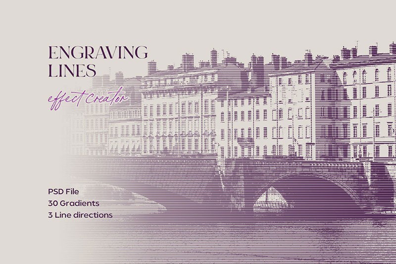 Photoshop雕刻半色调线条PSD模板 插件预设 sucaiwan.com