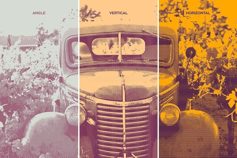 Photoshop雕刻半色调线条PSD模板 插件预设 sucaiwan.com