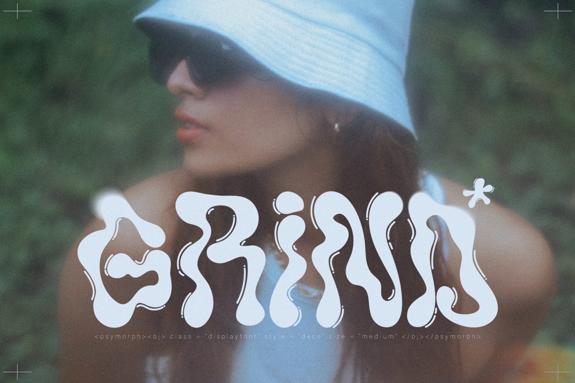 英文字体：复古手绘时髦扭曲Y2K美学时尚海报传单印刷品字体包 Psymorph - Trippy Display Font 设计素材 sucaiwan.com