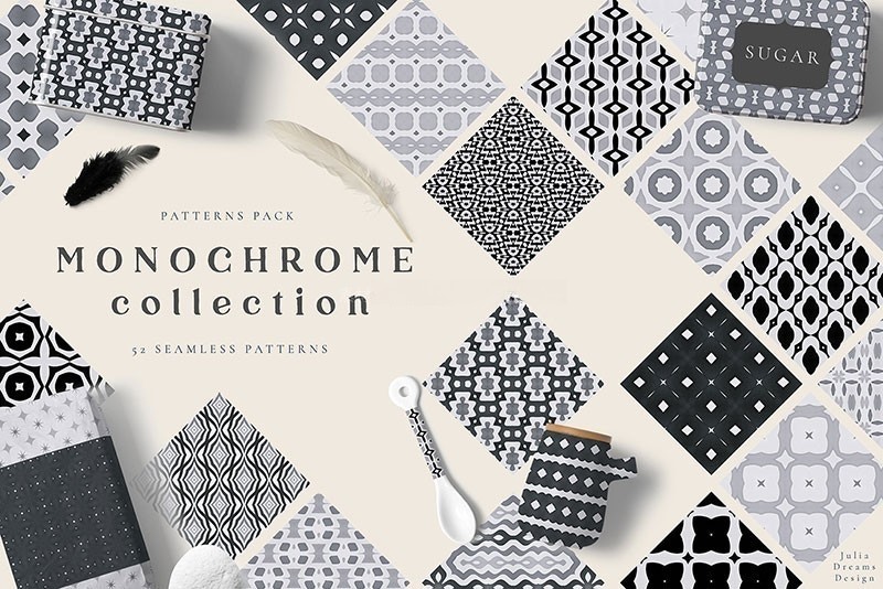 52张单色无缝图案图片素材JPG , sucaiwan.com