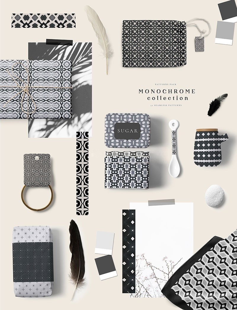 52张单色无缝图案图片素材JPG , sucaiwan.com