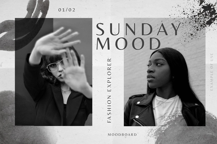 黑白手绘水彩油漆飞溅形状PNG素材合集 图片素材 sucaiwan.com