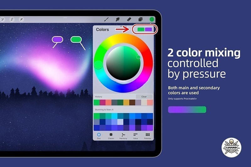 24个北极光和星空Procreate笔刷 , sucaiwan.com