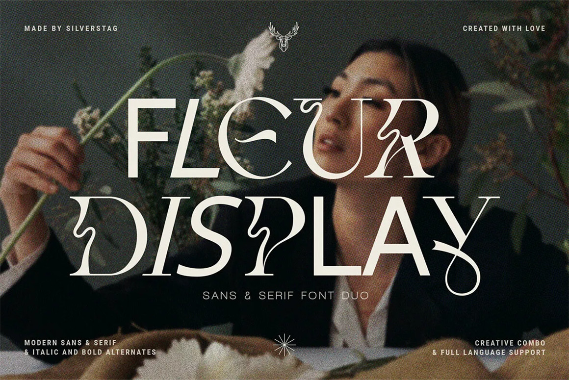 英文字体：创意复古无/衬线二重奏标题海报设计字体 Fleur Display Font Duo 设计素材 sucaiwan.com