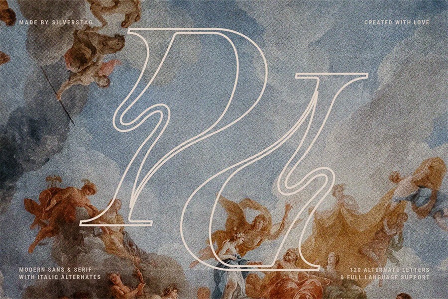 英文字体：创意复古无/衬线二重奏标题海报设计字体 Fleur Display Font Duo 设计素材 sucaiwan.com