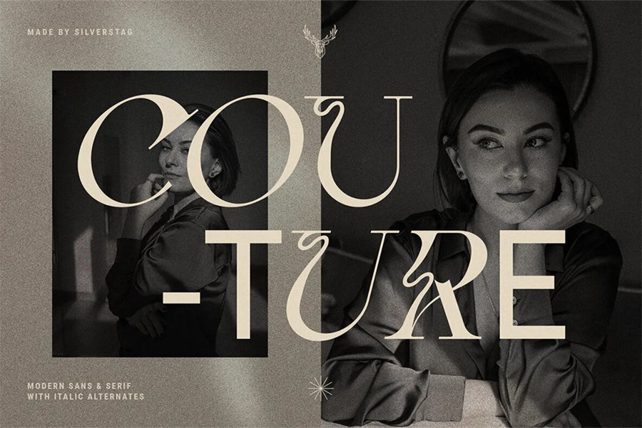 英文字体：创意复古无/衬线二重奏标题海报设计字体 Fleur Display Font Duo 设计素材 sucaiwan.com