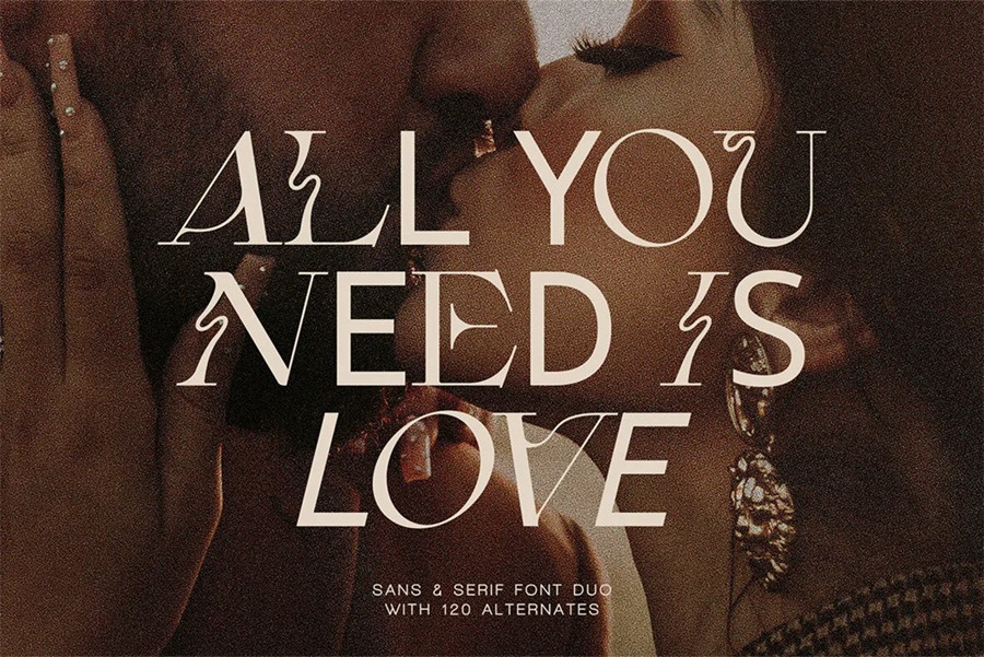 英文字体：创意复古无/衬线二重奏标题海报设计字体 Fleur Display Font Duo 设计素材 sucaiwan.com