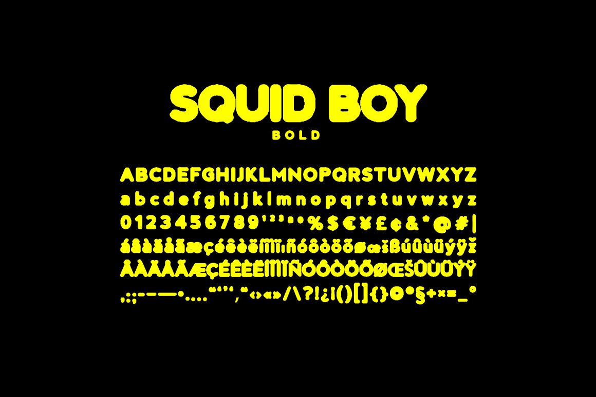 英文字体：大胆复古墨水印染渗色出血海报封面排版字体 Squid Boy - Ink Bleed Sans Serif 设计素材 sucaiwan.com
