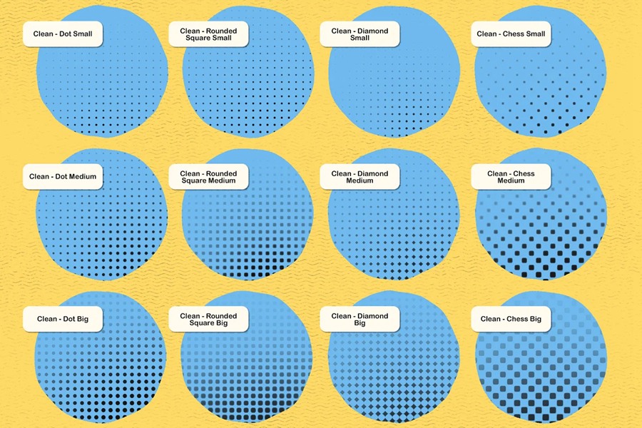 48个复古半色调波浪线条纹理PS笔刷 , sucaiwan.com