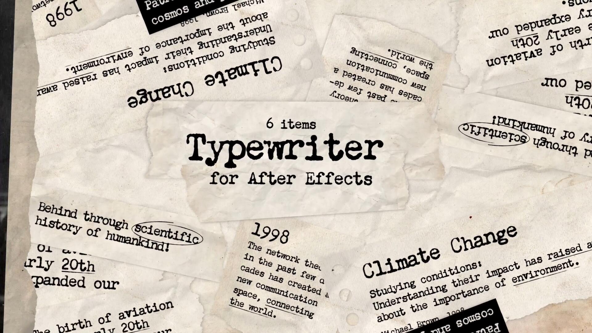 AE模板：复古氛围打字机效果撕纸背景纹理动画 , sucaiwan.com