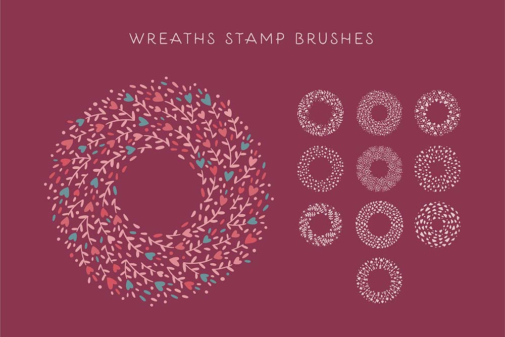 100个情人节卡通图案纹理Procreate笔刷 , sucaiwan.com