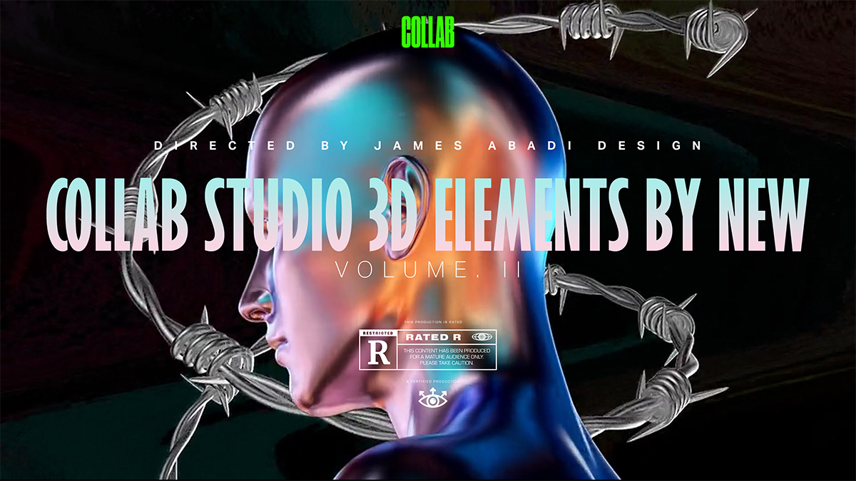 COLLAB STUDIO 36+新潮全息酸性艺术感抽象3D金属渐变物料元素视频素材 3D ELEMENTS 影视音频 sucaiwan.com