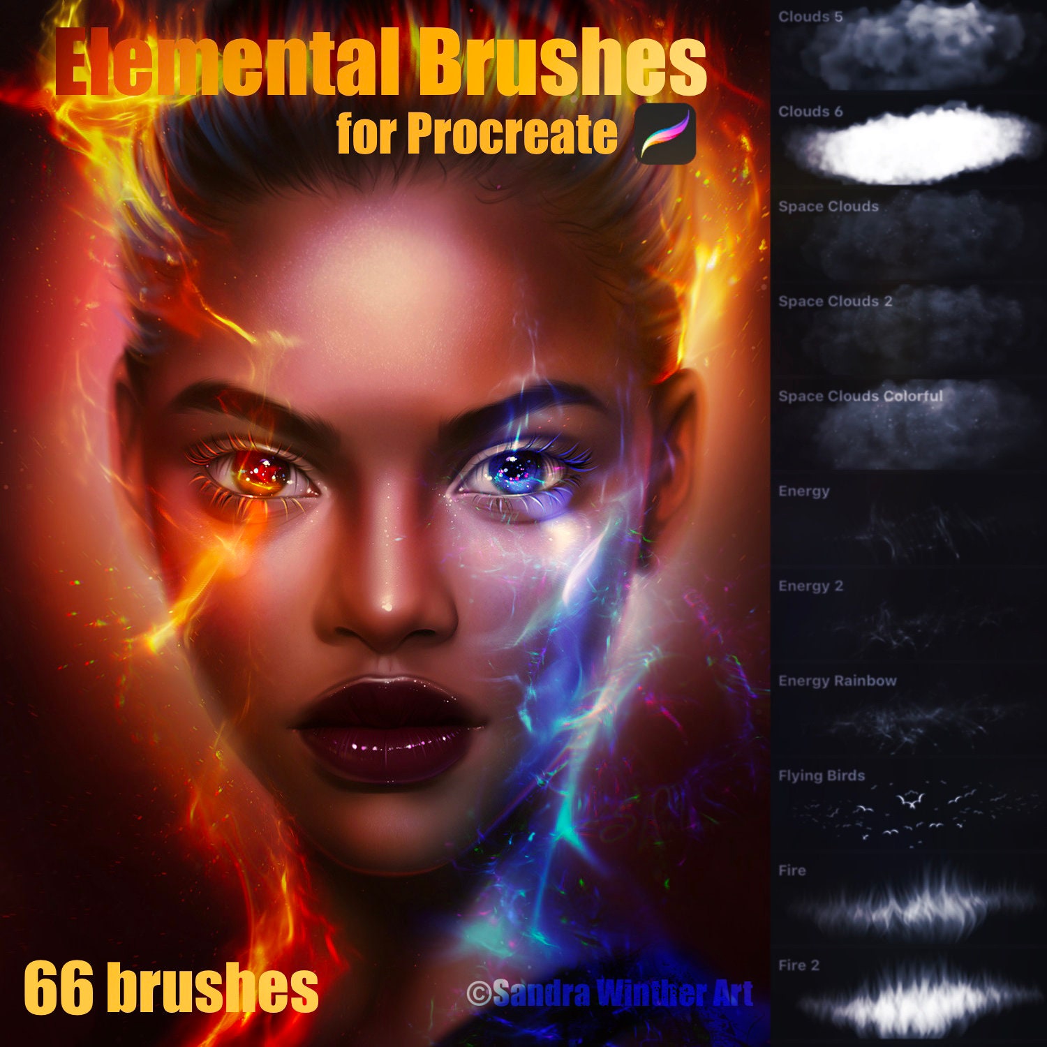 66个逼真后期特效Procreate笔刷 , sucaiwan.com