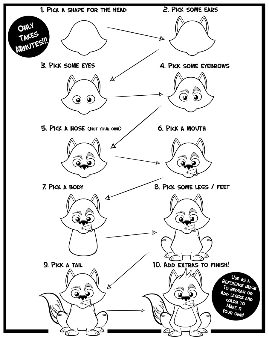 150种卡通动物创作笔刷包：适用于PS和Procreate , sucaiwan.com