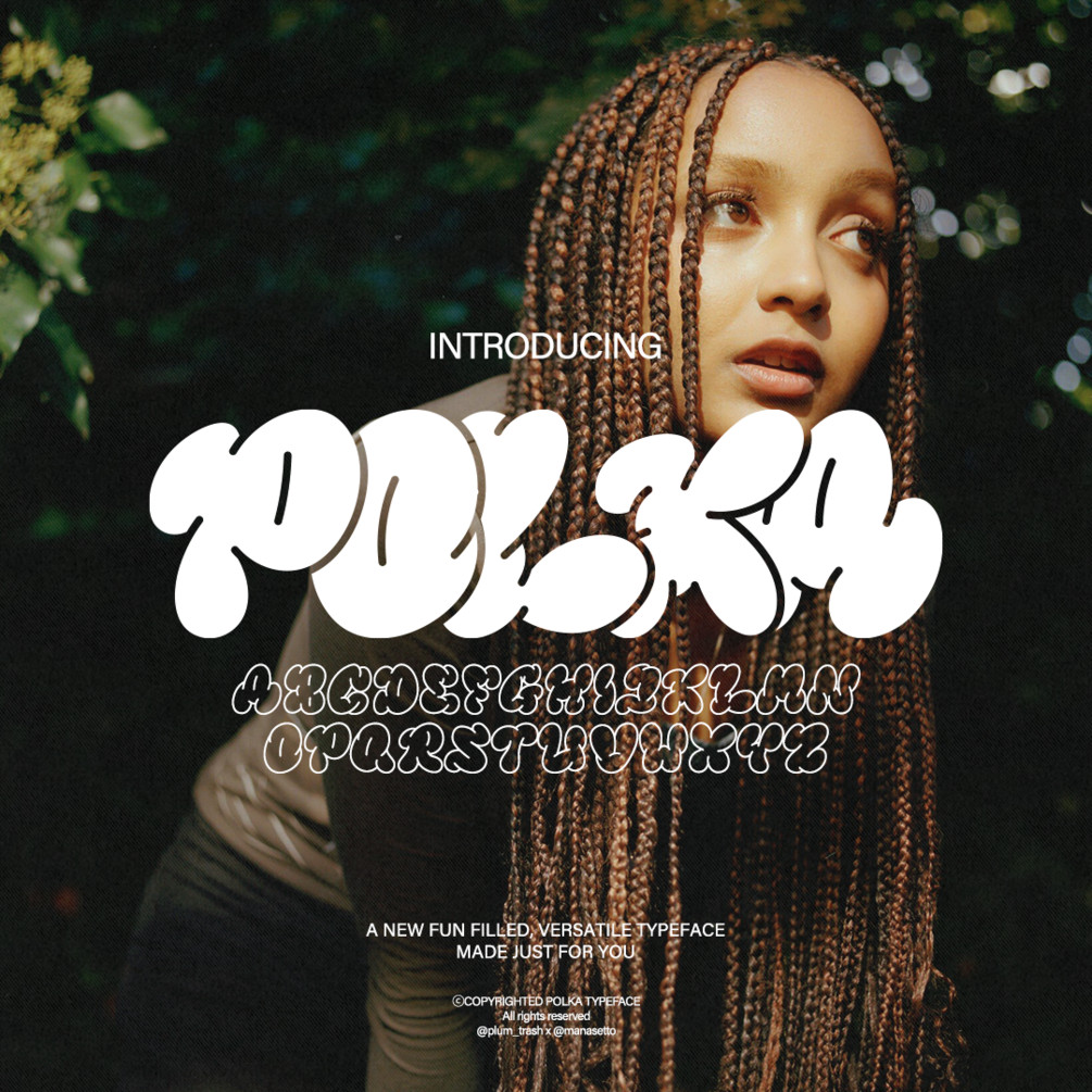 复古Y2K趣味气泡手绘可爱卡通海报排版标题logo徽标手写装饰西文Polka Font 设计素材 sucaiwan.com