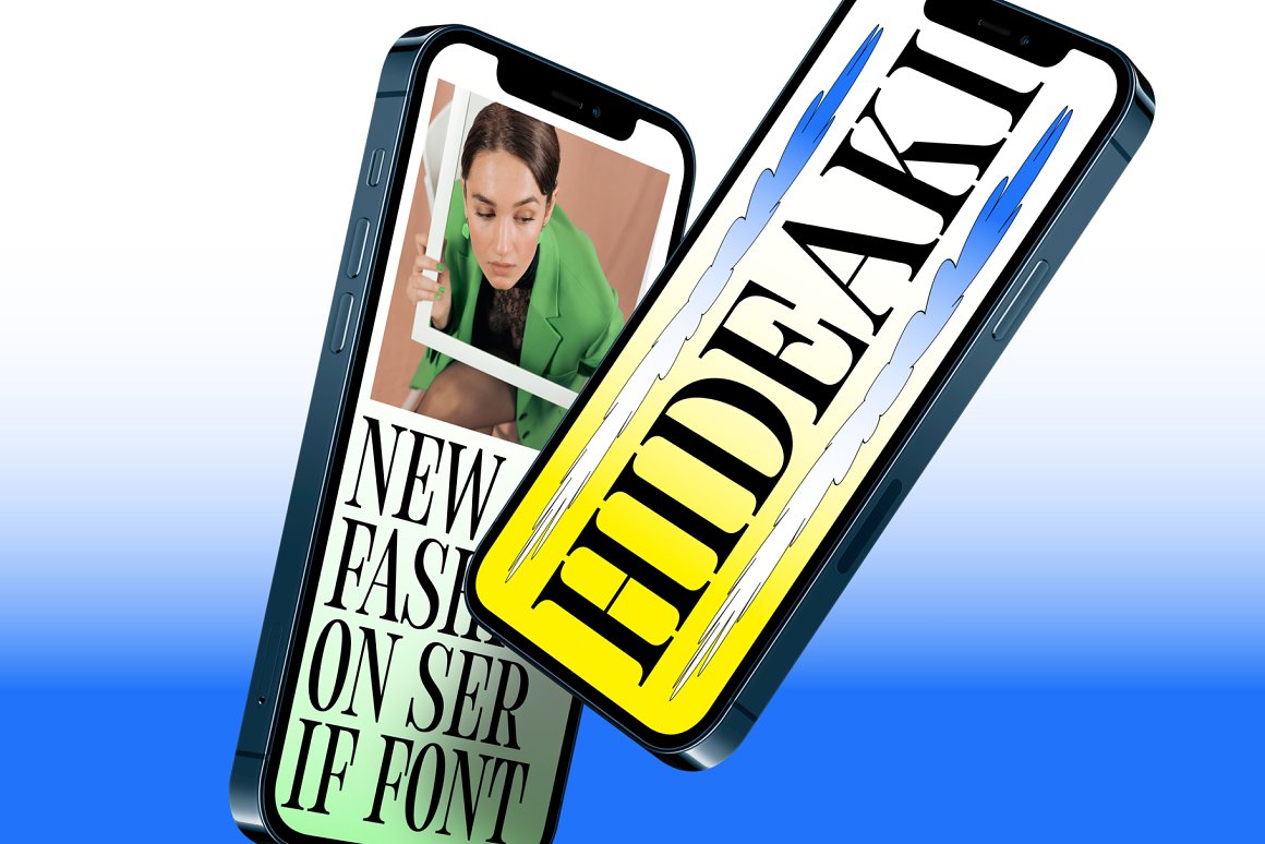 英文字体：时尚现代个性紧凑浓缩现代杂志海报视频品牌衬线字体 Hideaki Condensed Display Serif 设计素材 sucaiwan.com