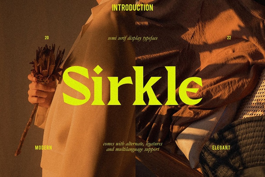 英文字体：现代时尚前卫风格锐利弯曲半衬线海报包装英文字体 Sirkle - Semi Serif Display 设计素材 sucaiwan.com