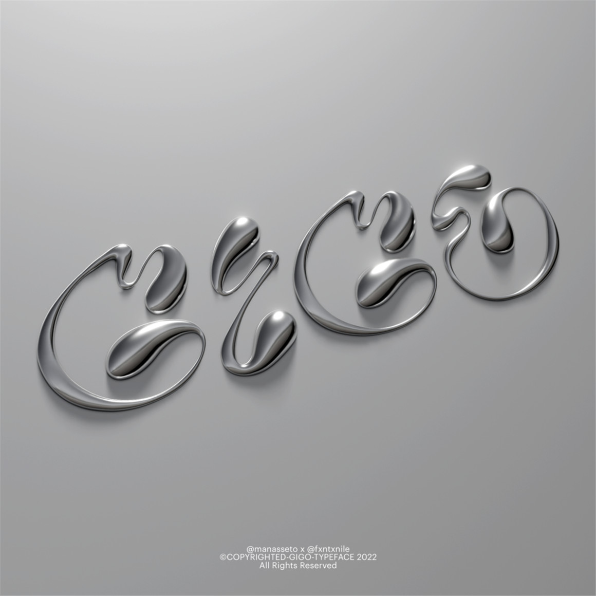 英文字体：复古Y2K抽象液体流体实验性先锋海报标题LOGO设计排版装饰英文字体 Gigo Type 设计素材 sucaiwan.com