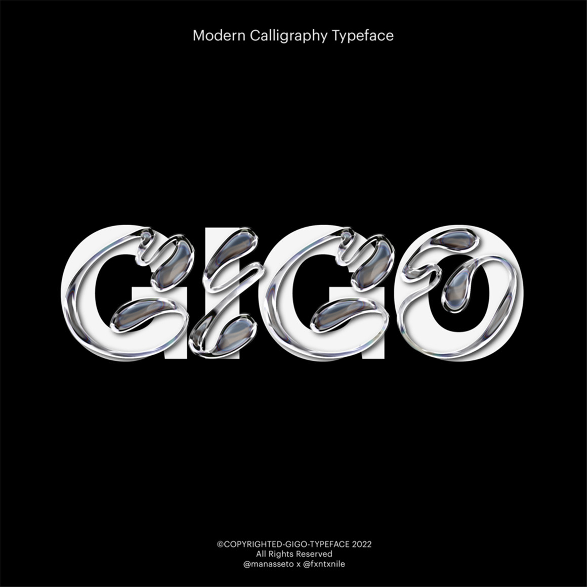 英文字体：复古Y2K抽象液体流体实验性先锋海报标题LOGO设计排版装饰英文字体 Gigo Type 设计素材 sucaiwan.com