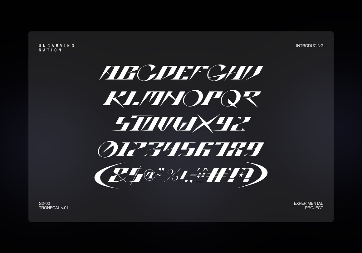 未来科技赛博朋克锋利尖锐杂志排版标题logo设计衬线英文字体 Tronecal – Display Font 设计素材 sucaiwan.com