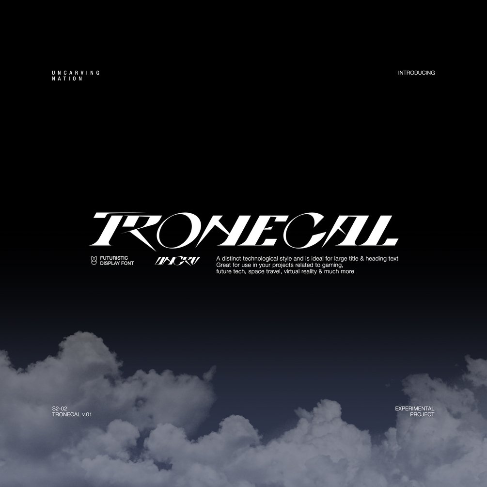 未来科技赛博朋克锋利尖锐杂志排版标题logo设计衬线英文字体 Tronecal – Display Font 设计素材 sucaiwan.com