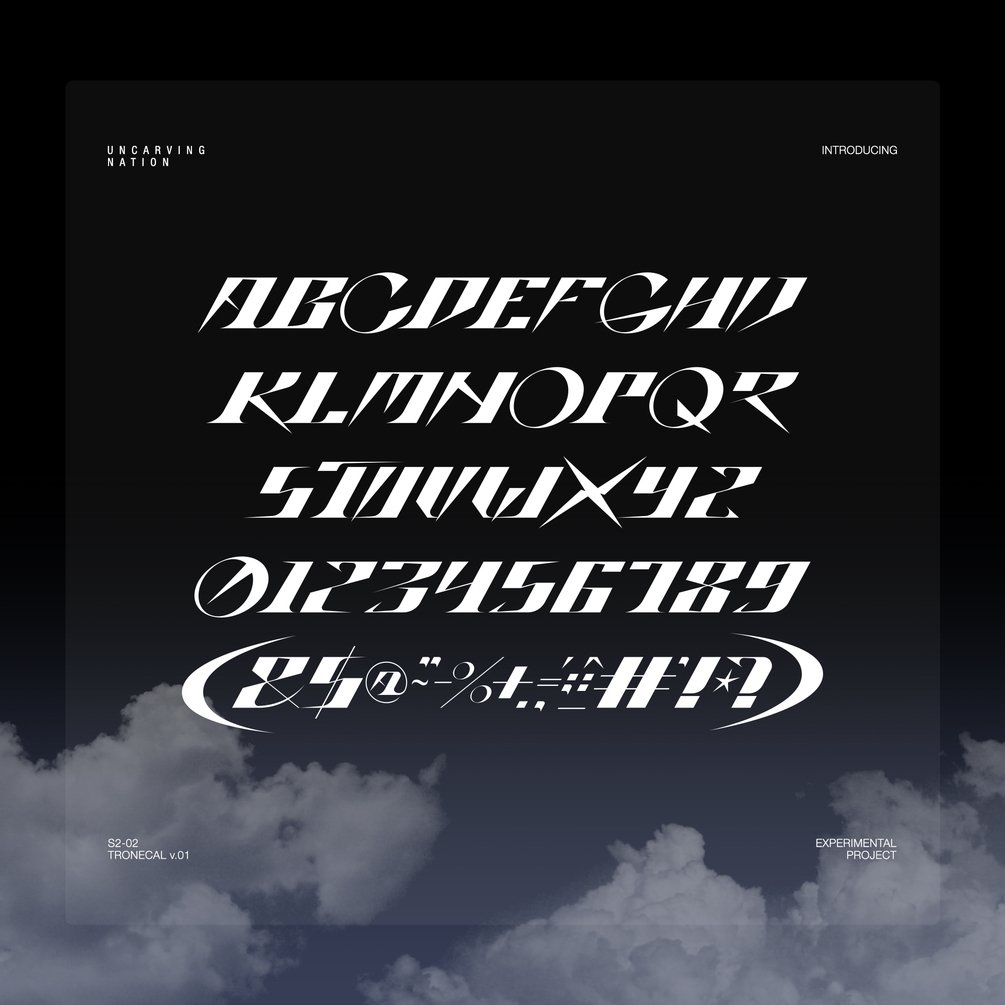 未来科技赛博朋克锋利尖锐杂志排版标题logo设计衬线英文字体 Tronecal – Display Font 设计素材 sucaiwan.com