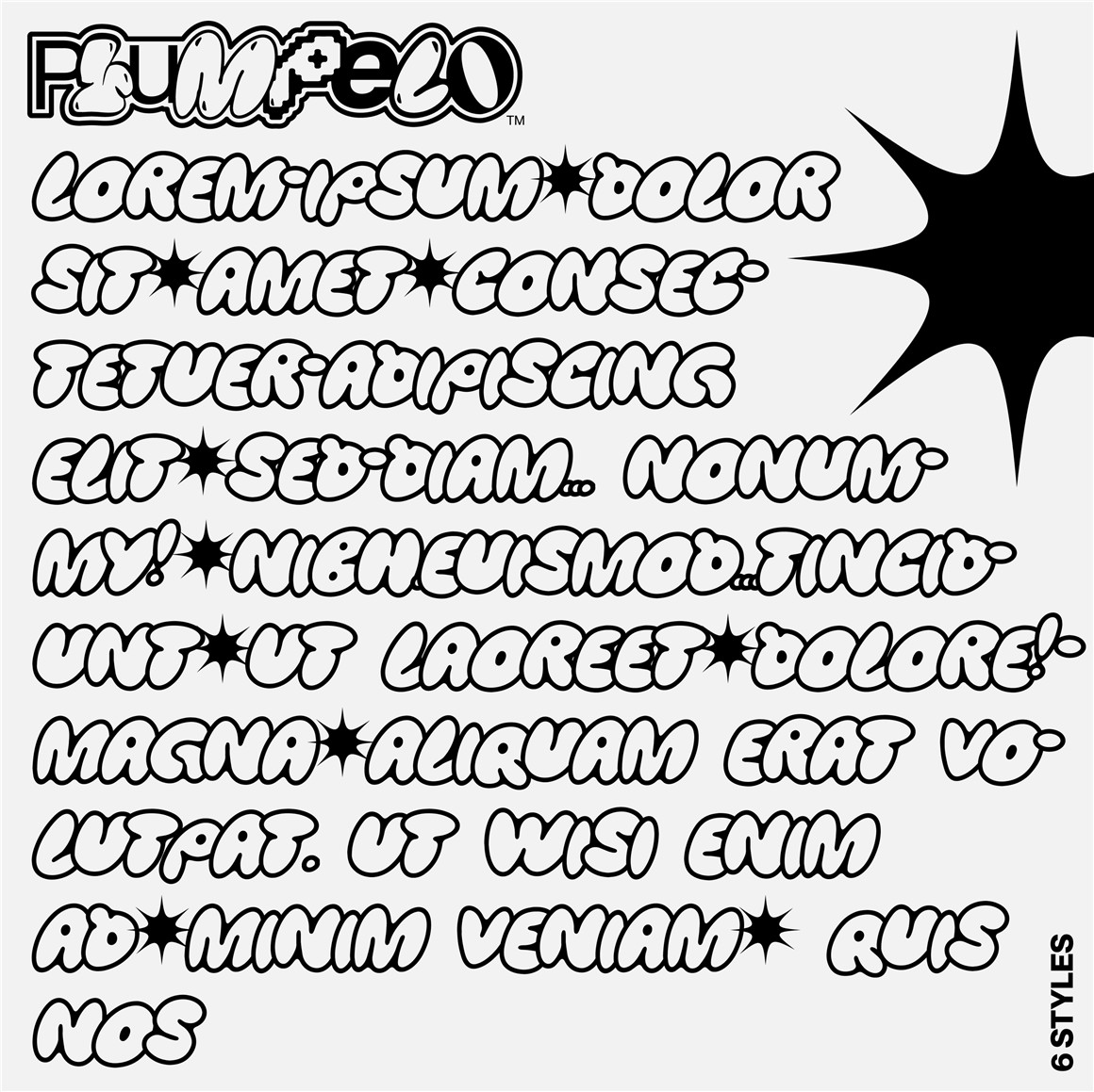 Hvnter 复古趣味Y2K圆润泡泡涂鸦手写插画装饰英文字体包 Plumpelo® Typeface 设计素材 sucaiwan.com