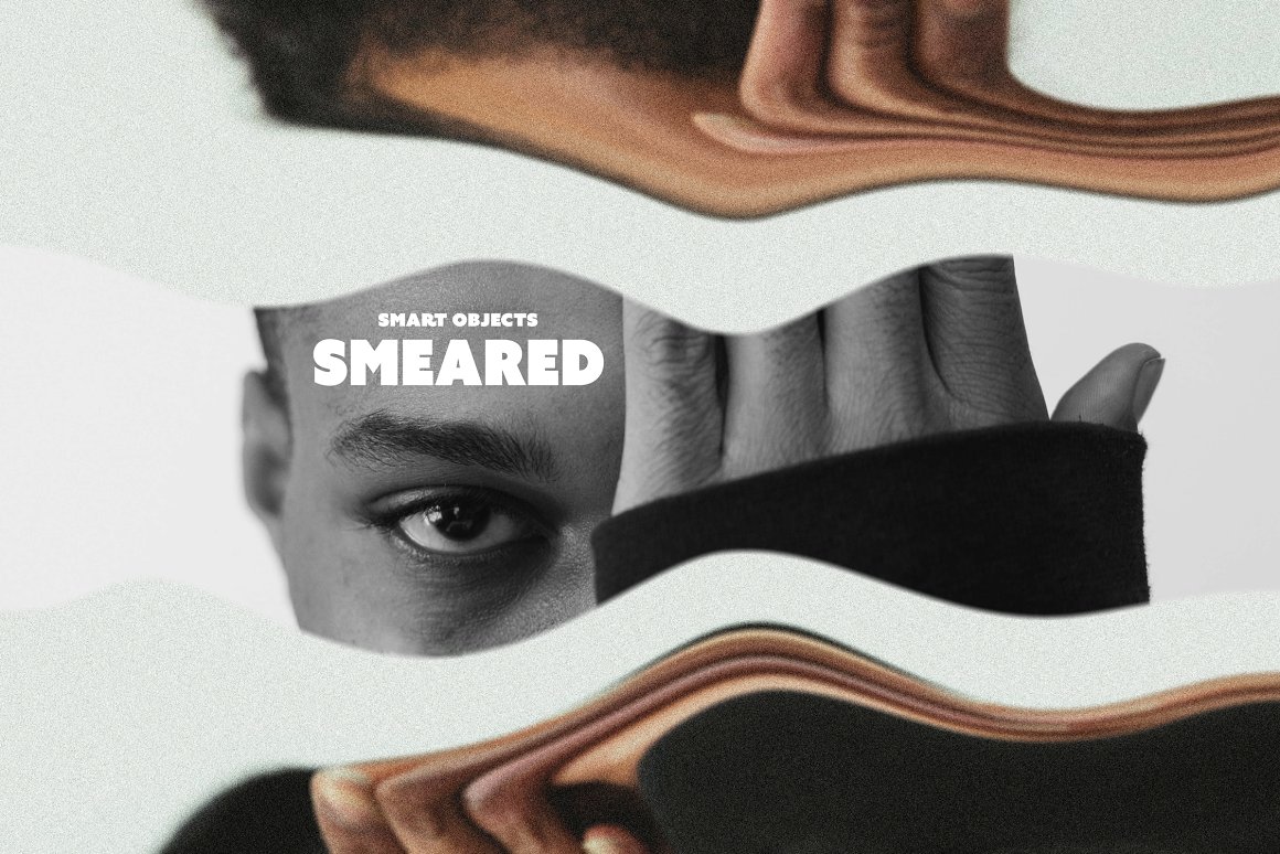 未来故障扭曲油漆涂抹拼贴艺术照片图片修图PS特效样机模板 Smeared Photo Effect , sucaiwan.com