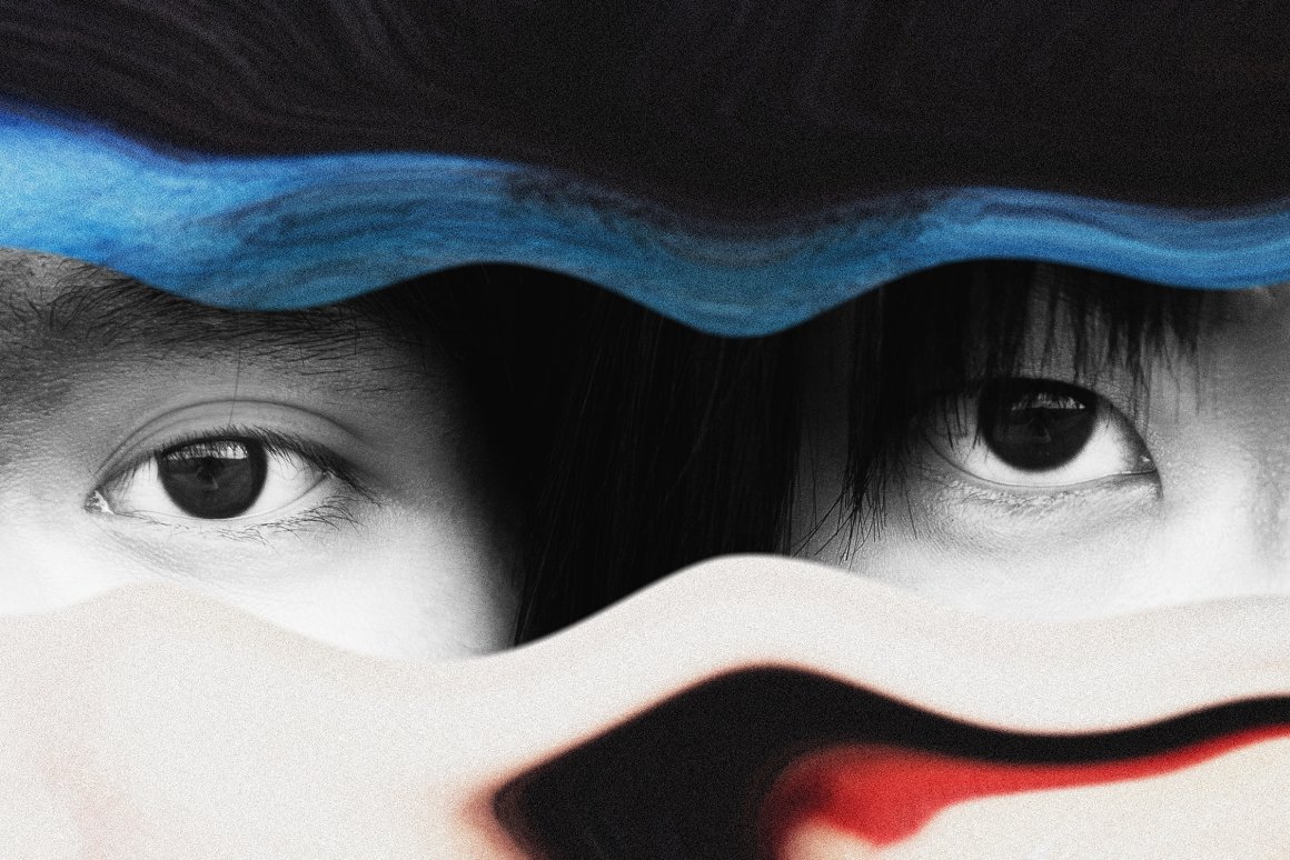 未来故障扭曲油漆涂抹拼贴艺术照片图片修图PS特效样机模板 Smeared Photo Effect , sucaiwan.com