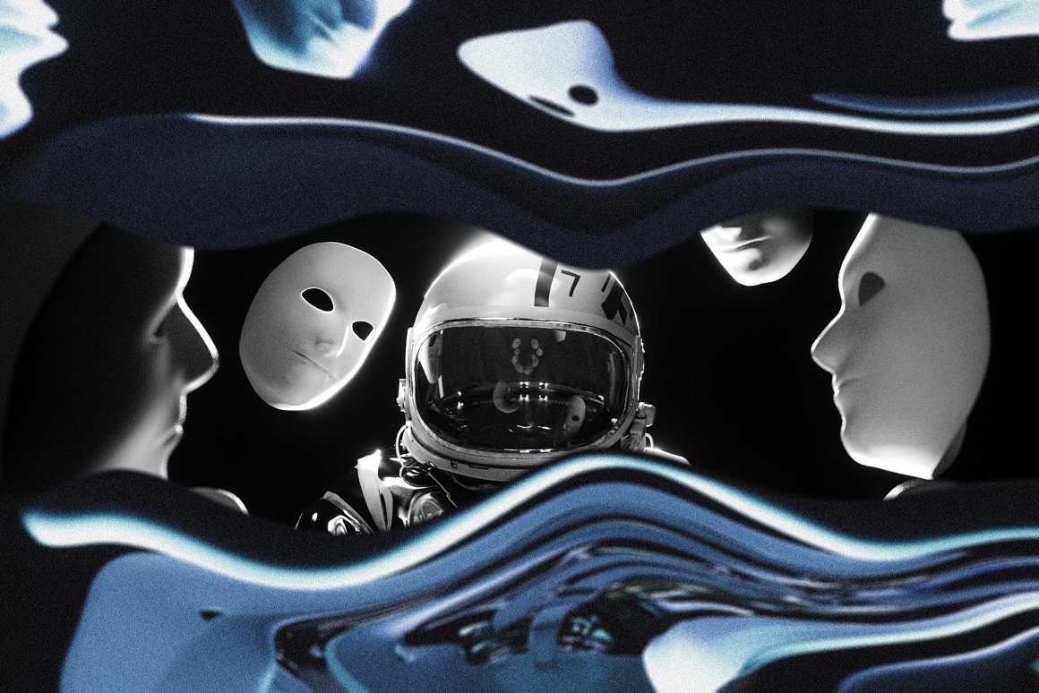 未来故障扭曲油漆涂抹拼贴艺术照片图片修图PS特效样机模板 Smeared Photo Effect , sucaiwan.com