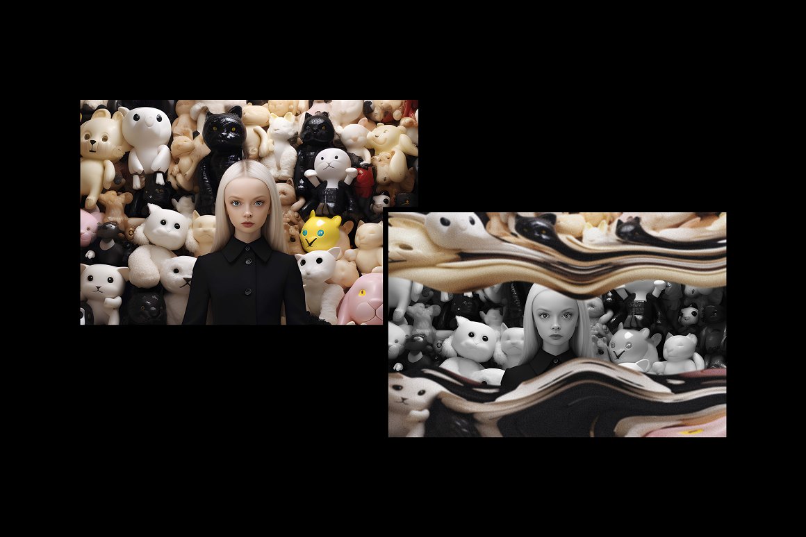 未来故障扭曲油漆涂抹拼贴艺术照片图片修图PS特效样机模板 Smeared Photo Effect , sucaiwan.com