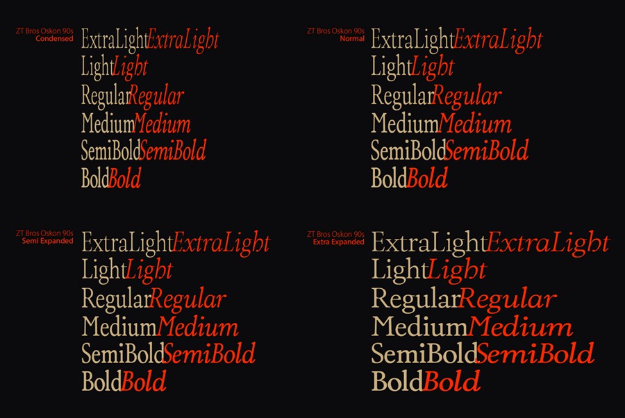 英文字体:72款现代模拟90年代复古印刷优雅衬线西文字体家族ZT Bros Oskon 90s – 72 Styles 设计素材 第3张-素材湾丨精选海外优质设计素材资源 英文字体:72款现代模拟90年代复古印刷优雅衬线西文字体家族ZT Bros Oskon 90s – 72 Styles 设计素材 sucaiwan.com