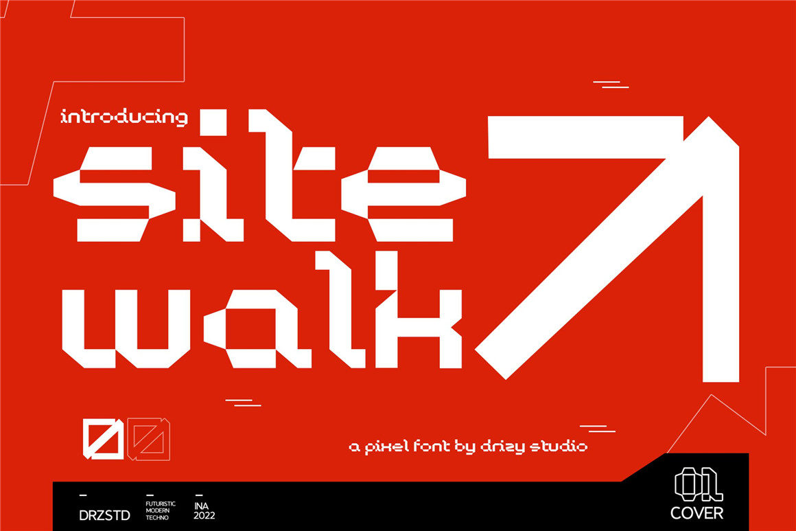 Sitewalk 未来派暗黑机能科幻像素风格海报封面英文字体 Futuristic Pixel Font 设计素材 sucaiwan.com